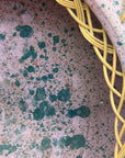 Large Pink and Blue Pastel Ceramic Bowl with Woven Design - FEA Home