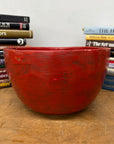 Large Red Lacquer Bowl with Textured Surface, SKU , image 3
