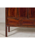 Large Reddish Brown Lacquered Cabinet with Folding Doors and Two Shelves