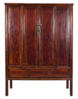 Large Reddish Brown Lacquered Cabinet with Folding Doors and Two Shelves