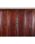 Large Reddish Brown Lacquered Cabinet with Folding Doors and Two Shelves
