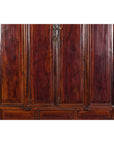 Large Reddish Brown Lacquered Cabinet with Folding Doors and Two Shelves