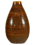 Large Rounded Artisan Ceramic Vase with Amber-Brown Glaze - image 1