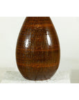 Large Rounded Artisan Ceramic Vase with Amber-Brown Glaze - image 5