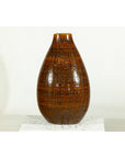 Large Rounded Artisan Ceramic Vase with Amber-Brown Glaze - image 7