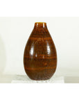 Large Rounded Artisan Ceramic Vase with Amber-Brown Glaze - image 8