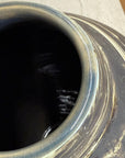 Large Rounded Black & Cream White Ceramic Vase - FEA Home