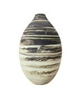 Large Rounded Black & Cream White Ceramic Vase - FEA Home