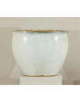 Large Vintage Crackle-Glazed Ceramic Planter in Soft White - image 2