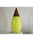 Large Yellow & Brown Ceramic Vase with Tapered Form - image 13