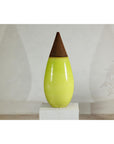 Large Yellow & Brown Ceramic Vase with Tapered Form - image 3