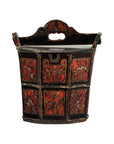 Late Qing Red and Black Lacquered Rice Measure Bucket with Carved Panels-16. Asian & Chinese Furniture, Art, Antiques, Vintage Home Décor for sale at FEA Home