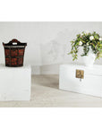 Late Qing Red and Black Lacquered Rice Measure Bucket with Carved Panels-3. Asian & Chinese Furniture, Art, Antiques, Vintage Home Décor for sale at FEA Home