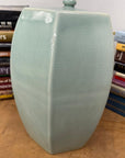 Light Green Crackle Glaze Hexagonal Lidded Jar - FEA Home