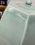Light Green Crackle Glaze Hexagonal Lidded Jar - FEA Home
