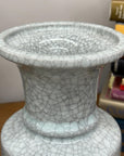 Light White Crackle Vase with Bold Geometric Stacked Form, SKU , image 2