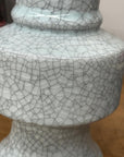 Light White Crackle Vase with Bold Geometric Stacked Form, SKU , image 5