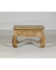 Low Rectangular Side Table with Distressed Finish and Carved Chow Legs-2. Asian & Chinese Furniture, Art, Antiques, Vintage Home Décor for sale at FEA Home