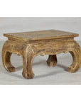 Low Rectangular Side Table with Distressed Finish and Carved Chow Legs-4. Asian & Chinese Furniture, Art, Antiques, Vintage Home Décor for sale at FEA Home
