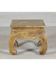 Low Rectangular Side Table with Distressed Finish and Carved Chow Legs-5. Asian & Chinese Furniture, Art, Antiques, Vintage Home Décor for sale at FEA Home
