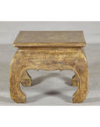 Low Rectangular Side Table with Distressed Finish and Carved Chow Legs-7. Asian & Chinese Furniture, Art, Antiques, Vintage Home Décor for sale at FEA Home