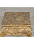 Low Rectangular Side Table with Distressed Finish and Carved Chow Legs-8. Asian & Chinese Furniture, Art, Antiques, Vintage Home Décor for sale at FEA Home