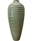 Moss Green Glazed Ribbed Ceramic Prem Vase, SKU , image 1