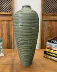 Moss Green Glazed Ribbed Ceramic Prem Vase, SKU , image 5