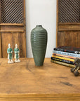 Moss Green Glazed Ribbed Ceramic Prem Vase, SKU , image 9