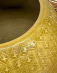 Mustard Yellow Ceramic Vase with Stars & Squares Design - FEA Home
