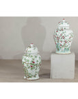 Near Pair of Famille Rose Ginger Jars with Peaches, Roses and Bats