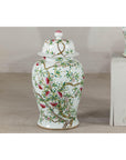 Near Pair of Famille Rose Ginger Jars with Peaches, Roses and Bats