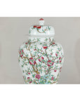 Near Pair of Famille Rose Ginger Jars with Peaches, Roses and Bats