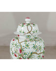 Near Pair of Famille Rose Ginger Jars with Peaches, Roses and Bats