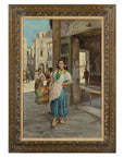 Oil Painting of an Woman in a Market Scene Signed G. Graziani-1. Asian & Chinese Furniture, Art, Antiques, Vintage Home Décor for sale at FEA Home