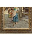 Oil Painting of an Woman in a Market Scene Signed G. Graziani-5. Asian & Chinese Furniture, Art, Antiques, Vintage Home Décor for sale at FEA Home