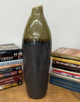 Olive and Charcoal Ceramic Vase with Amber Drip Glaze - FEA Home