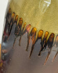 Olive and Charcoal Ceramic Vase with Amber Drip Glaze - FEA Home
