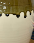 Olive Green & Black Drip Ceramic Vase with Cream White Body, SKU , image 6