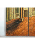 Painted Three-Panel Screen with Trompe-l'Œil Palace Interior and Throne Scene-10. Asian & Chinese Furniture, Art, Antiques, Vintage Home Décor for sale at FEA Home