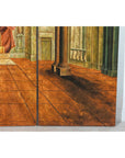 Painted Three-Panel Screen with Trompe-l'Œil Palace Interior and Throne Scene-11. Asian & Chinese Furniture, Art, Antiques, Vintage Home Décor for sale at FEA Home