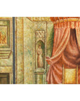 Painted Three-Panel Screen with Trompe-l'Œil Palace Interior and Throne Scene-13. Asian & Chinese Furniture, Art, Antiques, Vintage Home Décor for sale at FEA Home