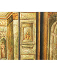 Painted Three-Panel Screen with Trompe-l'Œil Palace Interior and Throne Scene-14. Asian & Chinese Furniture, Art, Antiques, Vintage Home Décor for sale at FEA Home