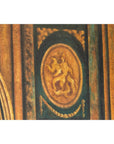 Painted Three-Panel Screen with Trompe-l'Œil Palace Interior and Throne Scene-15. Asian & Chinese Furniture, Art, Antiques, Vintage Home Décor for sale at FEA Home