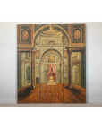 Painted Three-Panel Screen with Trompe-l'Œil Palace Interior and Throne Scene-2. Asian & Chinese Furniture, Art, Antiques, Vintage Home Décor for sale at FEA Home