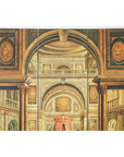 Painted Three-Panel Screen with Trompe-l'Œil Palace Interior and Throne Scene-3. Asian & Chinese Furniture, Art, Antiques, Vintage Home Décor for sale at FEA Home