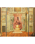 Painted Three-Panel Screen with Trompe-l'Œil Palace Interior and Throne Scene-9. Asian & Chinese Furniture, Art, Antiques, Vintage Home Décor for sale at FEA Home