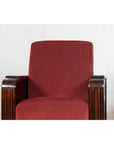 Pair of Art Deco Club Chairs with Carved Wood Arms, Burgundy Upholstery-8. Asian & Chinese Furniture, Art, Antiques, Vintage Home Décor for sale at FEA Home