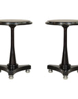 Pair of Black Marble Top Gueridon Tables with Silver Metal Ball Feet-1. Asian & Chinese Furniture, Art, Antiques, Vintage Home Décor for sale at FEA Home