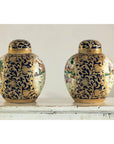 Pair of Blue and Gold Lidded Porcelain Urns with Equestrian Hunt Scene-13. Asian & Chinese Furniture, Art, Antiques, Vintage Home Décor for sale at FEA Home
